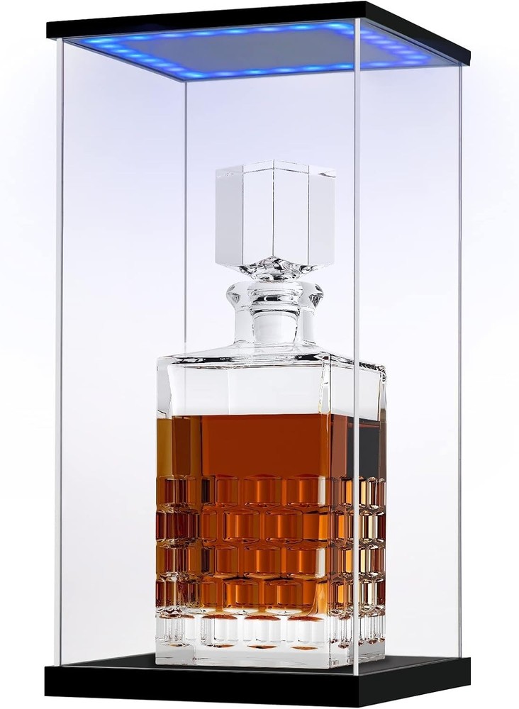 Acrylic Wine Bottle Display Case with LED Light Display Stand Wine Display Ca...
