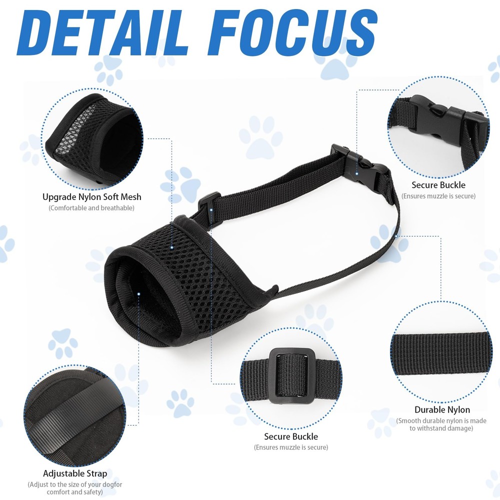 5-Pack Soft Basket Dog Muzzle - Adjustable Strap to Prevent Biting, Barking &...