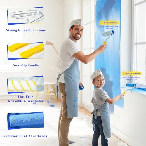 18-Piece Paint Roller Kit with 3.3ft Extension Pole, 4" & 9" Roller Covers,