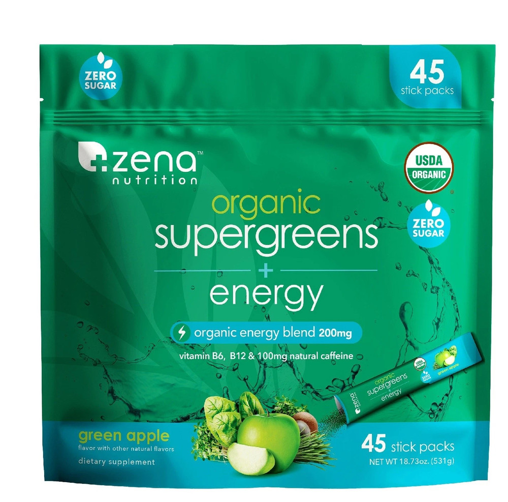 Zena Supergreens Plus Energy, 45 Stick Packs