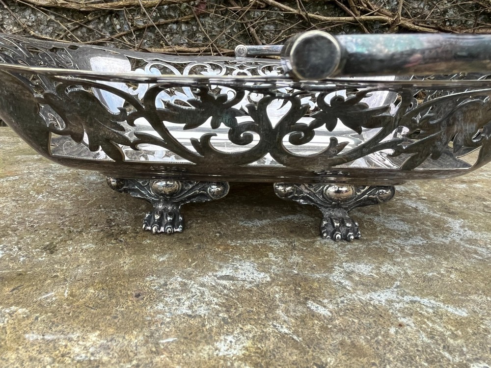 Antique Silver Plated Fruit Bowl. Claw Feet.