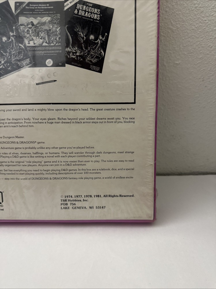 TSR Dungeons & Dragons Basic Boxed Set 8th Print 1981 w/Dice Sealed SW!
