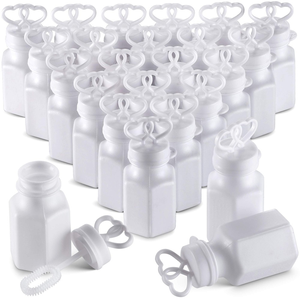 Wedding Bubbles with Wands - 48 Count Bulk Mini Double Heart Top Bubbles for ...