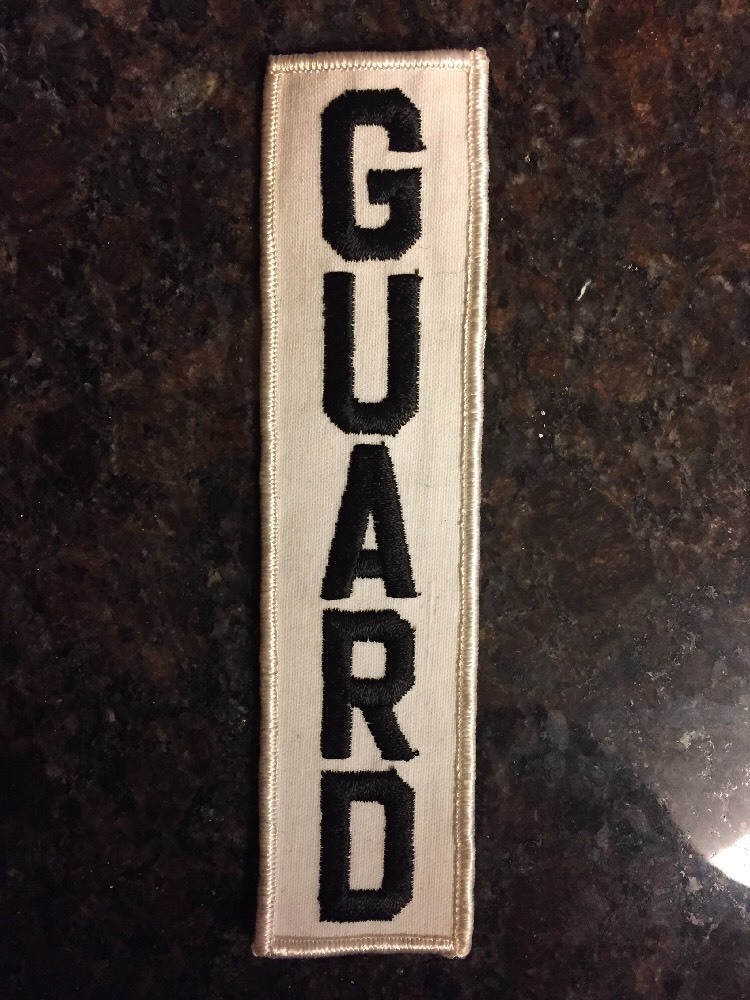 New 7" x 2" GUARD Embroidered Patch - Black & White Security or Coast Guard