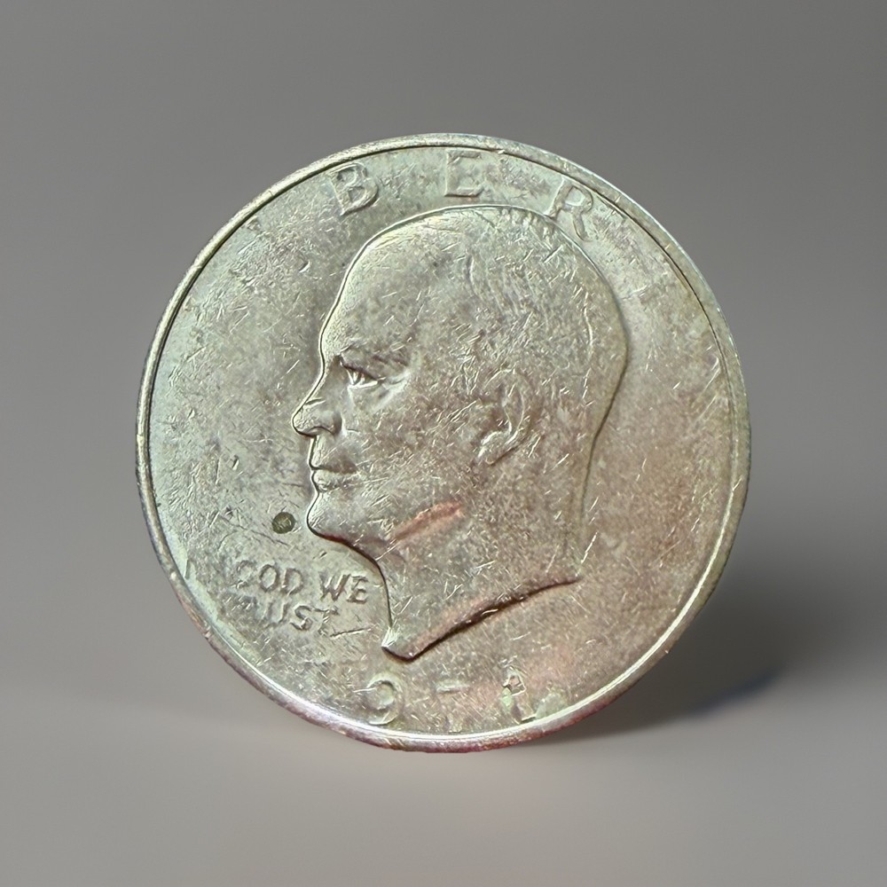 1971-P Eisenhower Ike Dollar - Struck Thru Grease Error - B