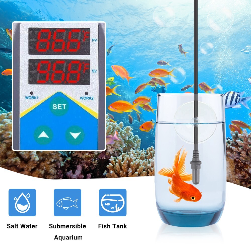 Digital Temperature Controller Aquarium Heating Tank Freshwater Saltwater Discus