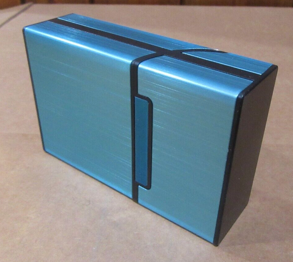 Cigarette Box, Blue Aluminum Plastic Acrylic , 20 Cigarette Size Case