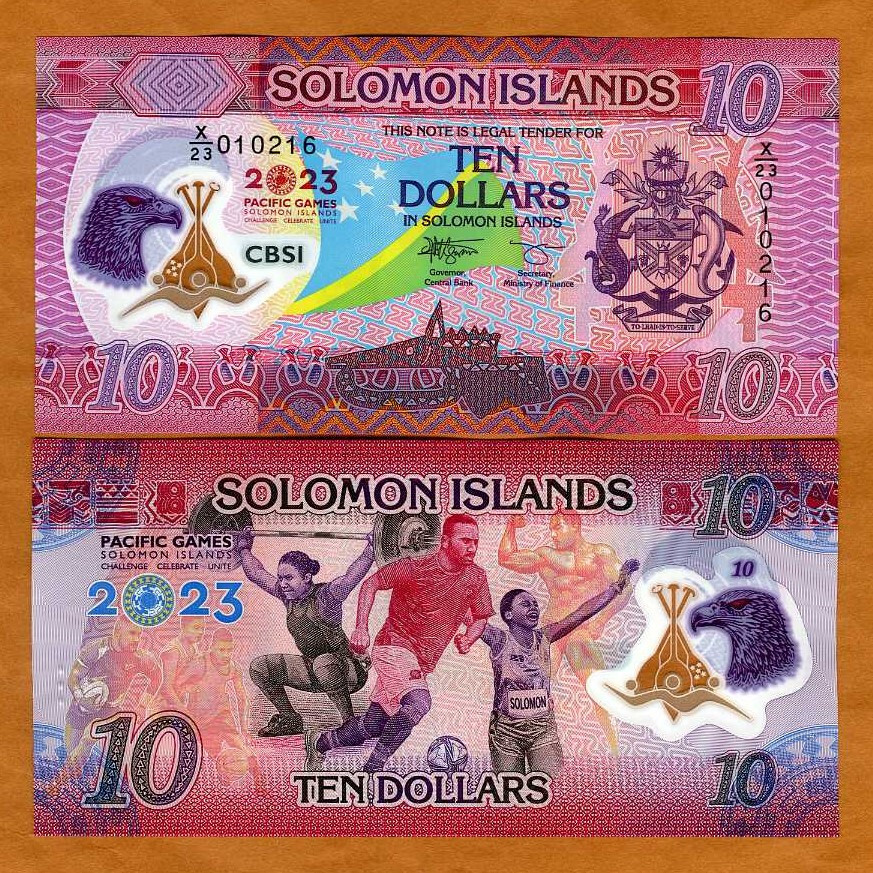 Solomon Islands, $10, 2023, P-W39r POLYMER, UNC Commemorative REPLACEMENT