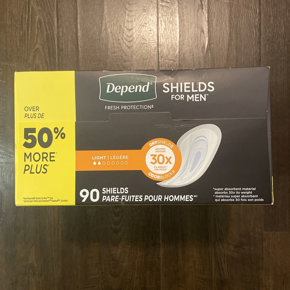 Depend Shields Incontinence Pads for Men, Light Absorbency, 90 Count Packagin...