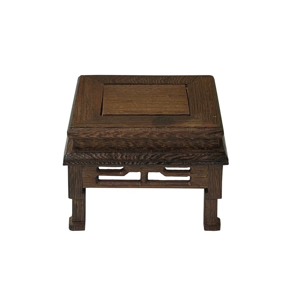 4.75" Light Brown Feather Pattern Square Wood Display Stand Riser ws4217