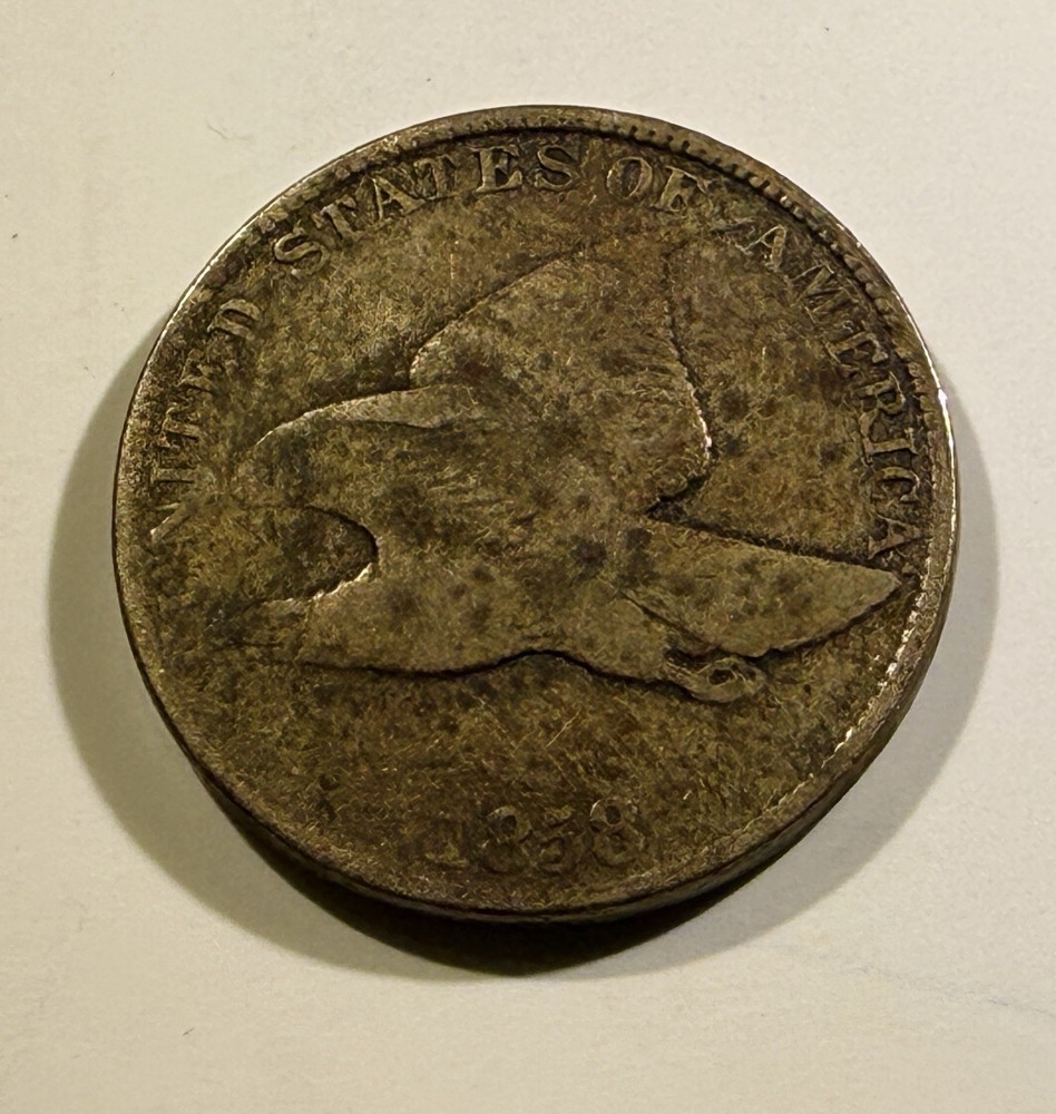 1858 Flying Eagle Cent Large Letters Penny With Feather Lines