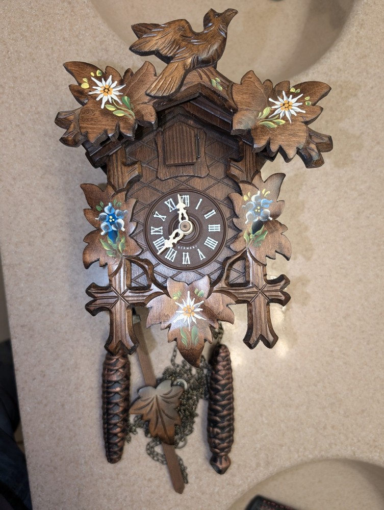 West Germany Cuckoo Wall Clock Authentic Mechanical Vintage Small