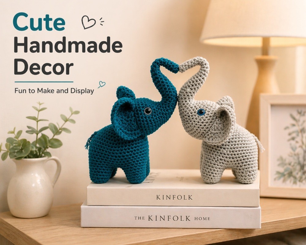 Elephant Crochet Kit 2 Pack for Beginners Amigurumi DIY Set with Video Tutorial