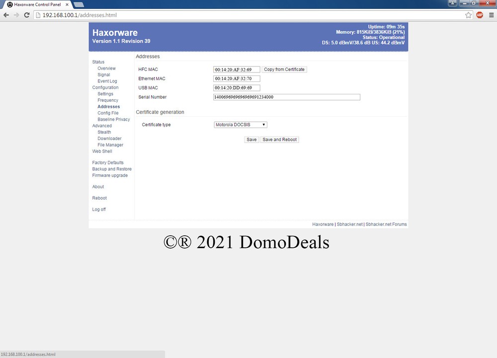 Motorola SB5101 DOCSIS 2.0 Cable Modem with Haxorware