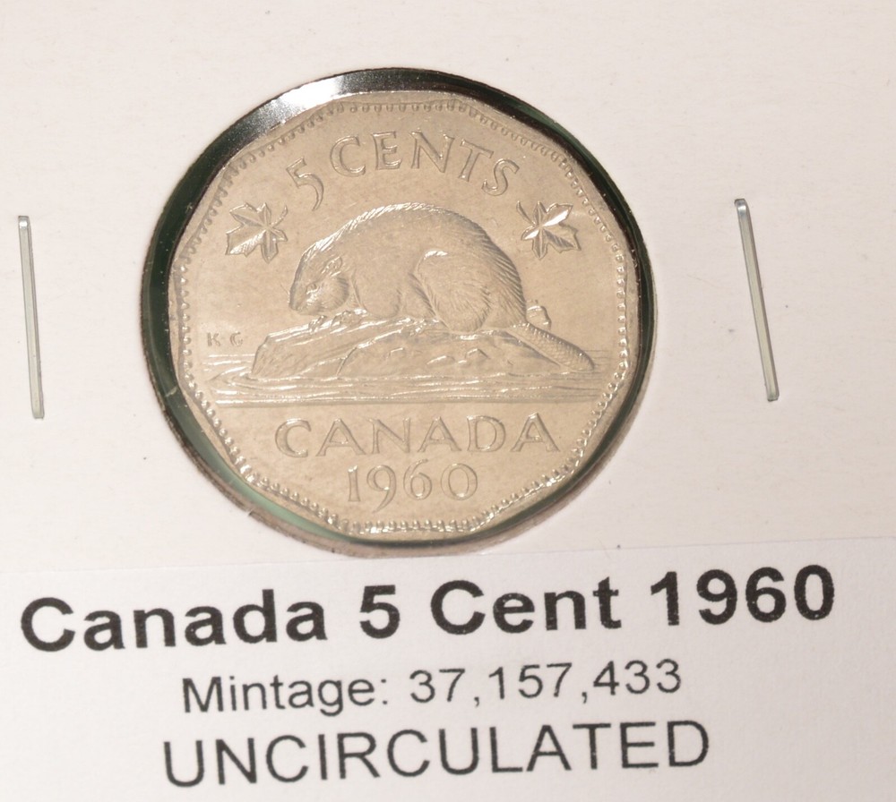 1960 Canada 5 Cent - UNCIRCULATED from Mint Roll 🇨🇦