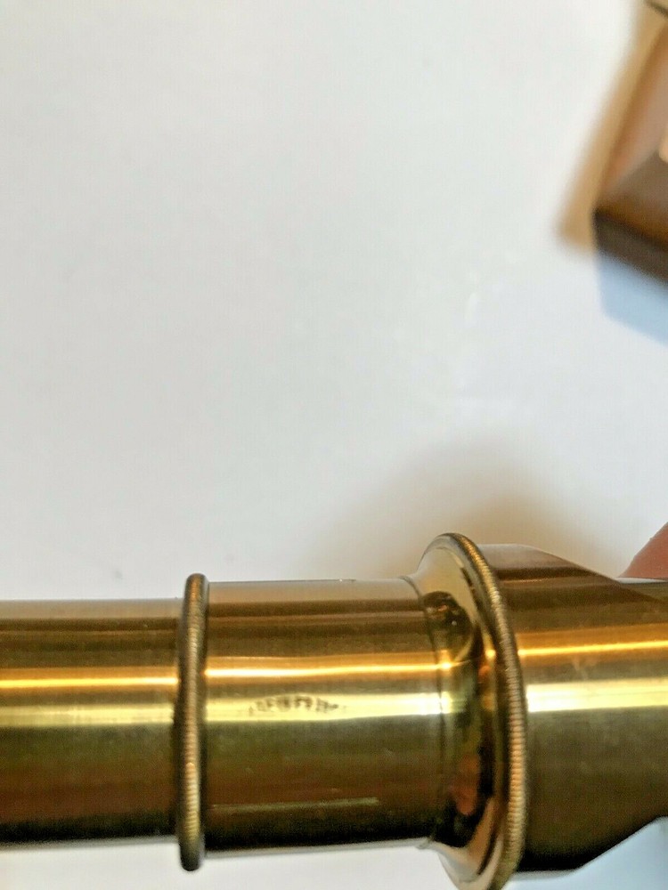 Antique Brass Pocket Microscope In Original Box