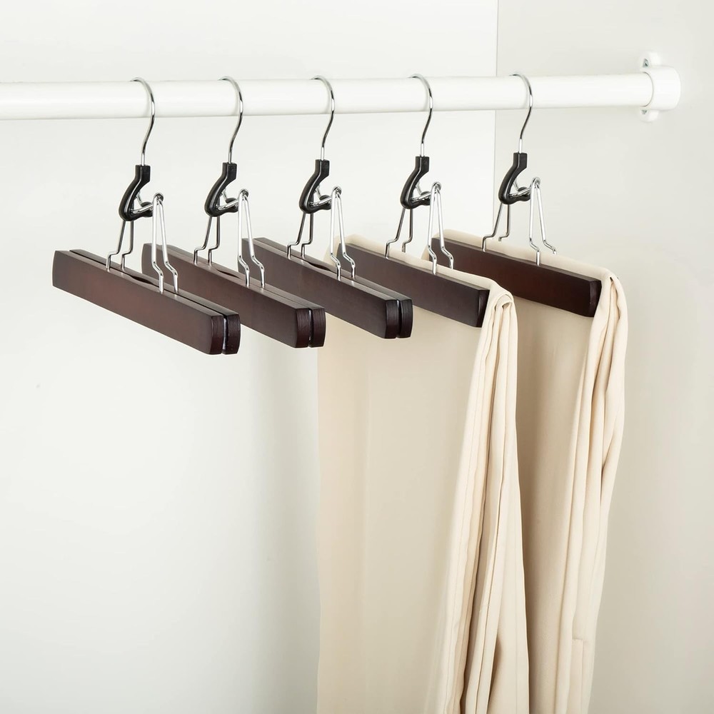 Amazon Basics Wooden Pants Hangers - Cherry, 10-Pack 10-Pack, Cherry