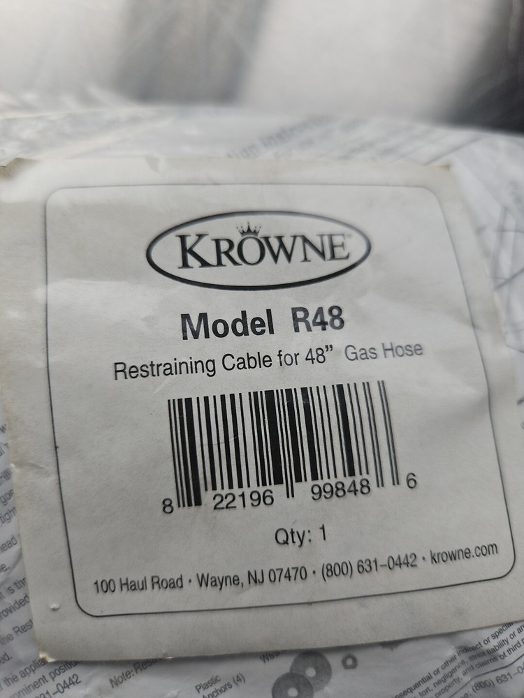 Krowne Model R48 Restraining Cable & Mounting Hardware NIP NOS
