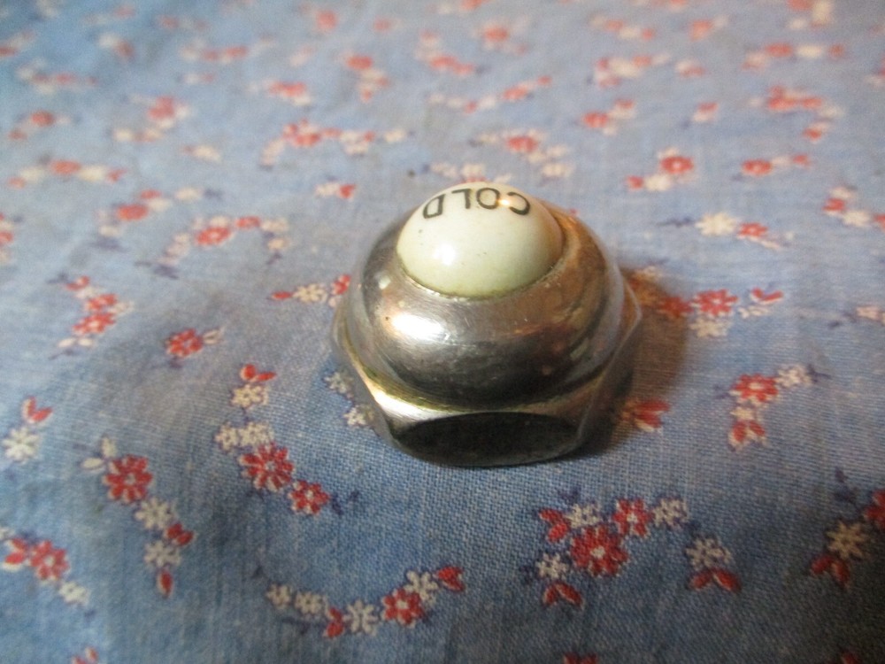 a. Old COLD Faucet Cap Nut Threaded Cold is Porcelain As Found Condition