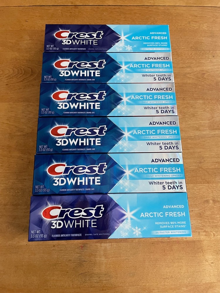 6 Crest 3D White Advanced Artic Fresh Fluoride Toothpaste 3.3oz