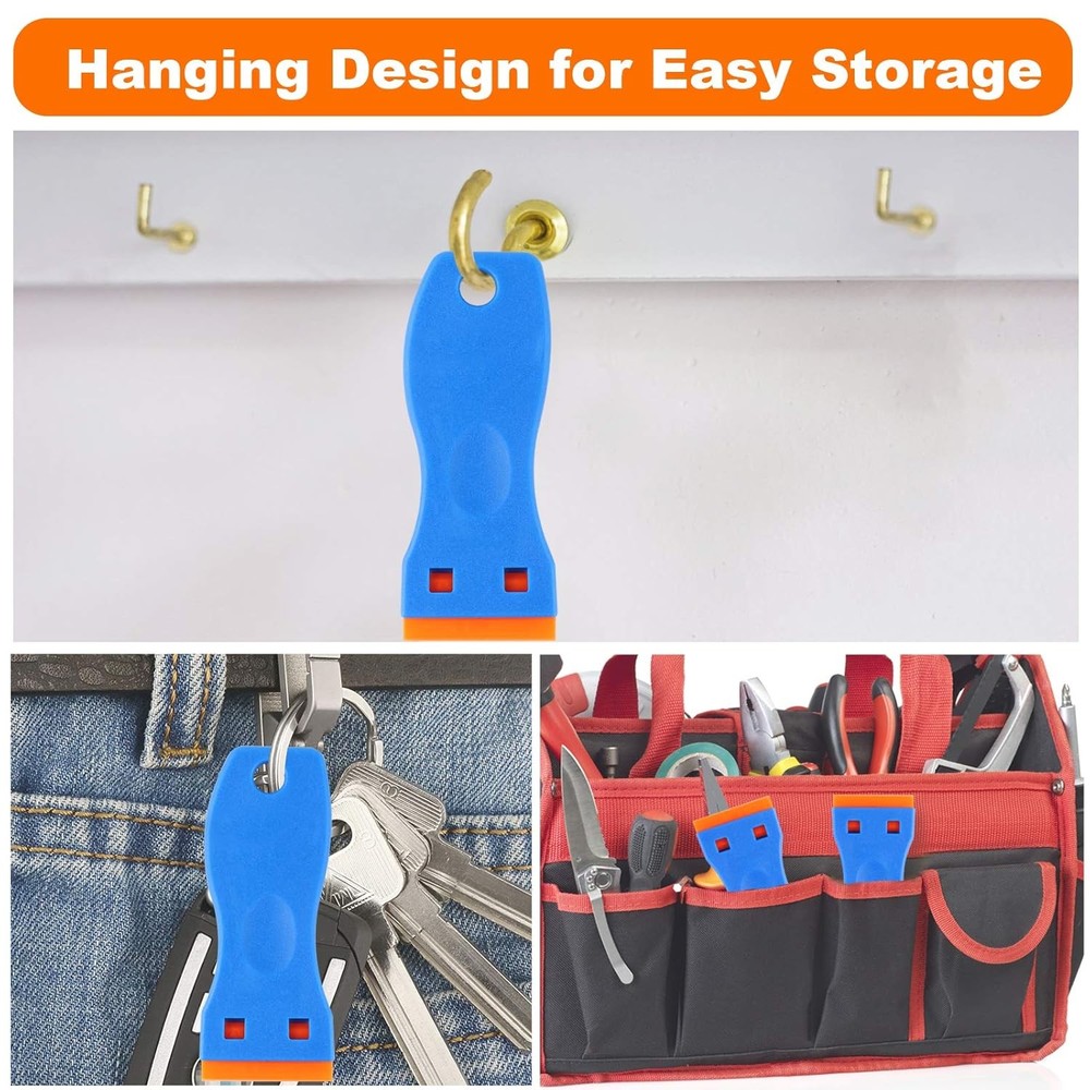 KUSUFEFI Plastic Razor Blade Scraper, 2PCS Scraper Tool with 60PCS Plastic Blade