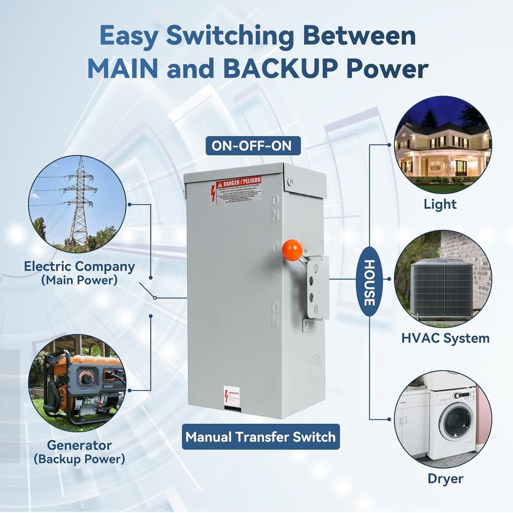 100A Generator Transfer Switch,24000W General-Duty Double-Throw Safety