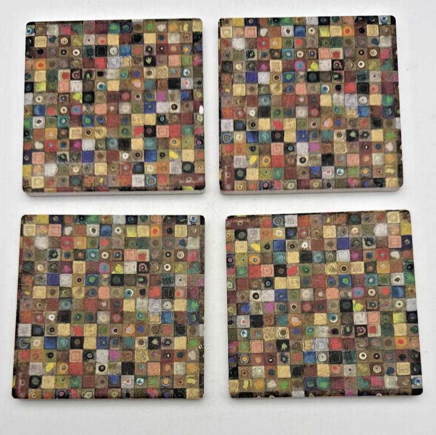 Mosaic Drink Coasters Tiles Corked Back Boho Patchwork Rustic Eclectic Decor