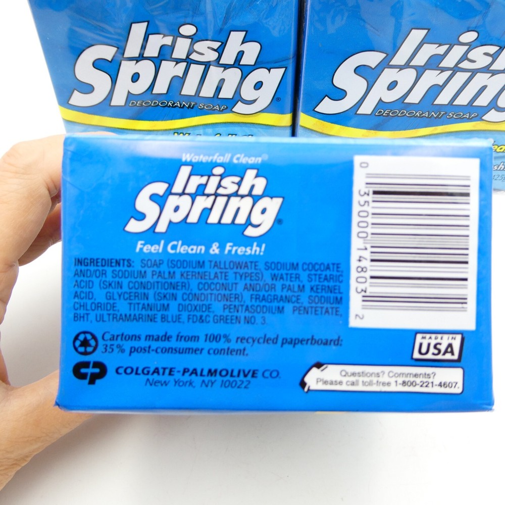 Irish Spring 15 Sealed Bars Fresh Waterfall Clean Deodorant Soap 5oz Each