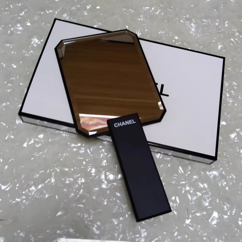 Chanel Compact Makeup Mirror - Black Rhombus Shaped Handheld Mirror