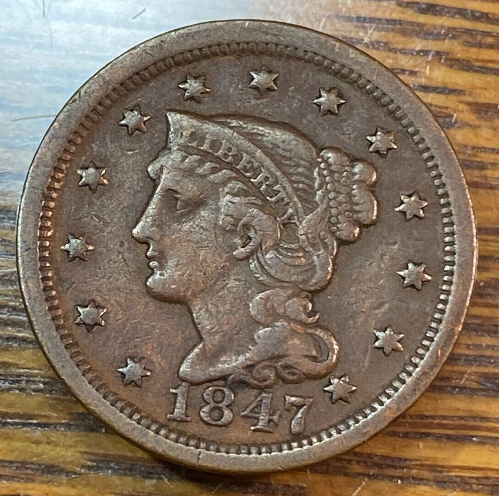 1847 Large Cent Nice Original Choice VF CHRC (formerly CHN)