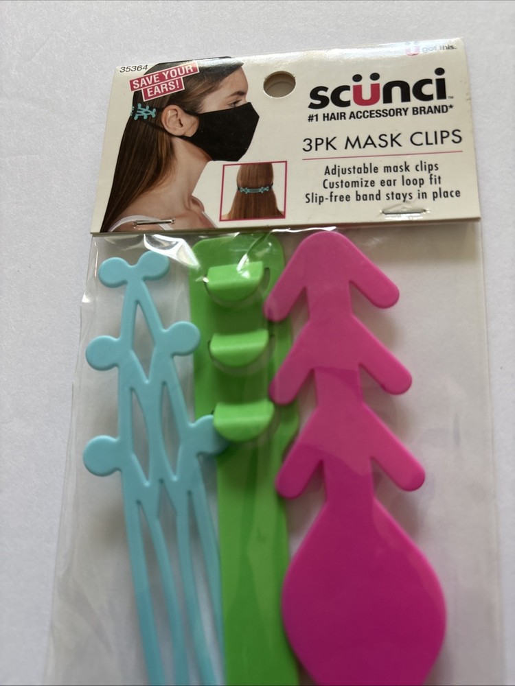 Scunci Adjustable Ear Strap Saver, Extender Holder, Comfortable Band Clip (3pc)