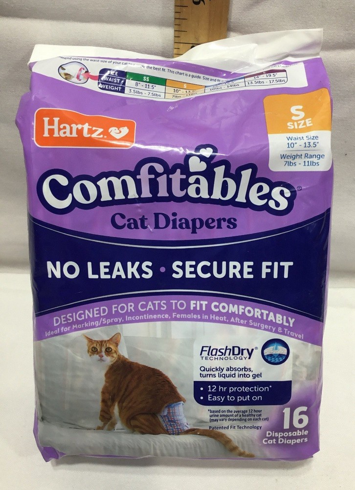 Hartz Comfitables Cat Diapers,Small, 16 Count, Comfortable & Secure Fit, Easy -
