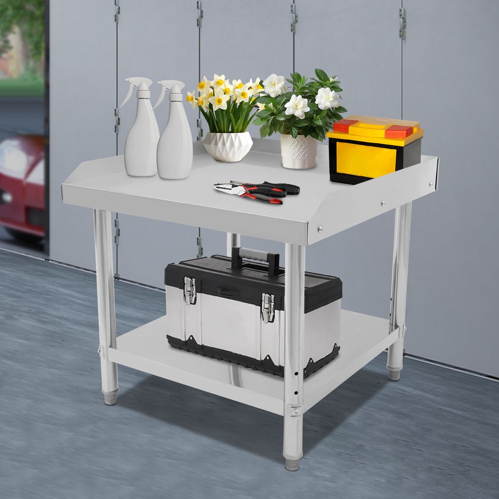 Adjustable Stainless Steel Work Table for Kitchen and Garage Storage