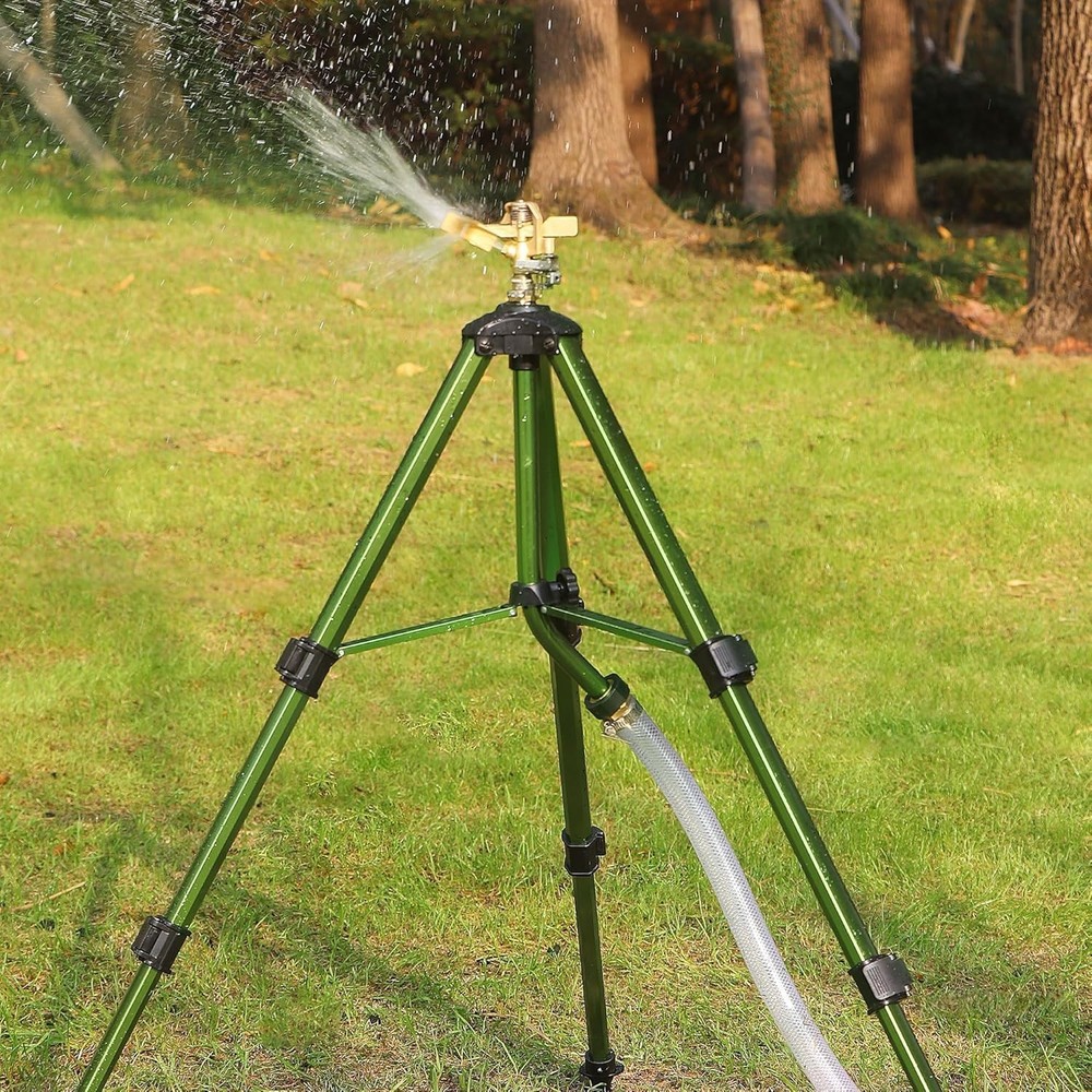2 Pack Impact Sprinkler on Tripod Base with Stakes Large Area Coverage