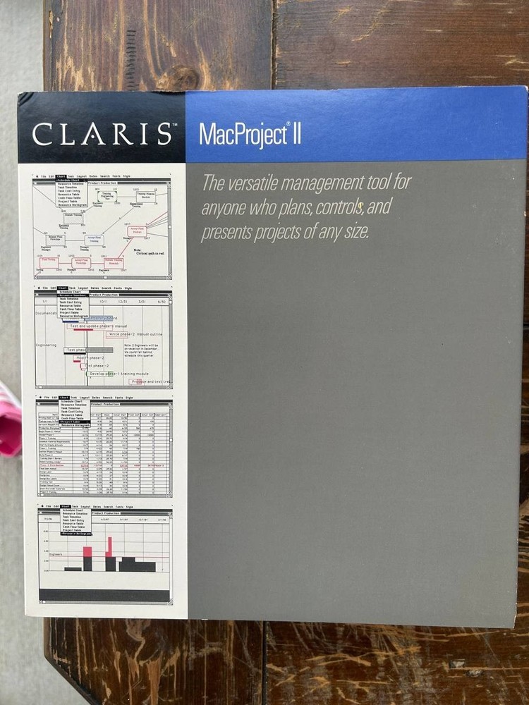 Claris MacProject II Boxed Software Disks Manuals Vintage