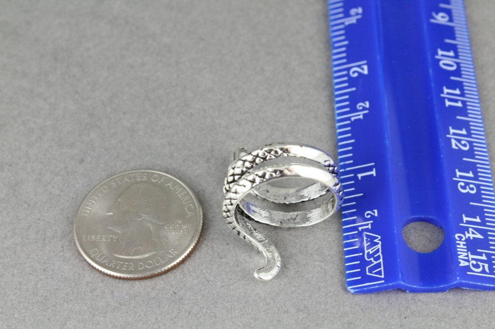 Silver snake ring asp cleopatra toga wrap serpent adjustable medusa statement