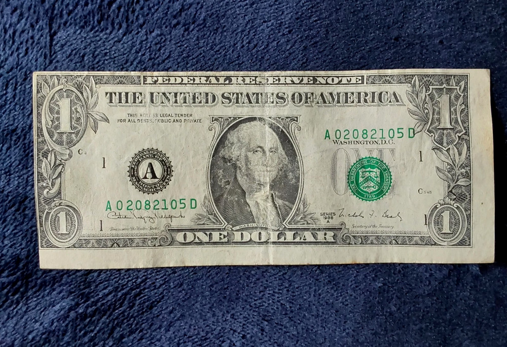 $1 Dollar Bill USD Miscut Errors- Misaligned Miscut 1988 Circulated Rare