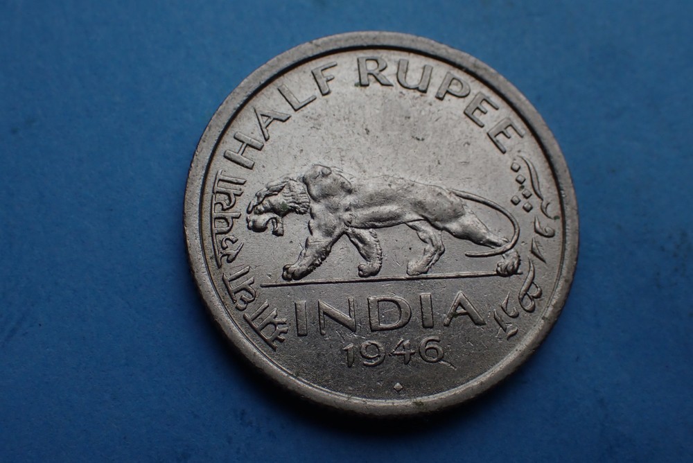 India, 1/2 Rupee, 1946 B, see images.