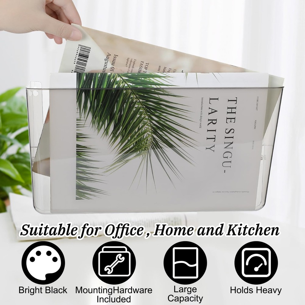 Colarr 8 Pcs Wall File Holder Organizer Plastic Mount Mail Gray