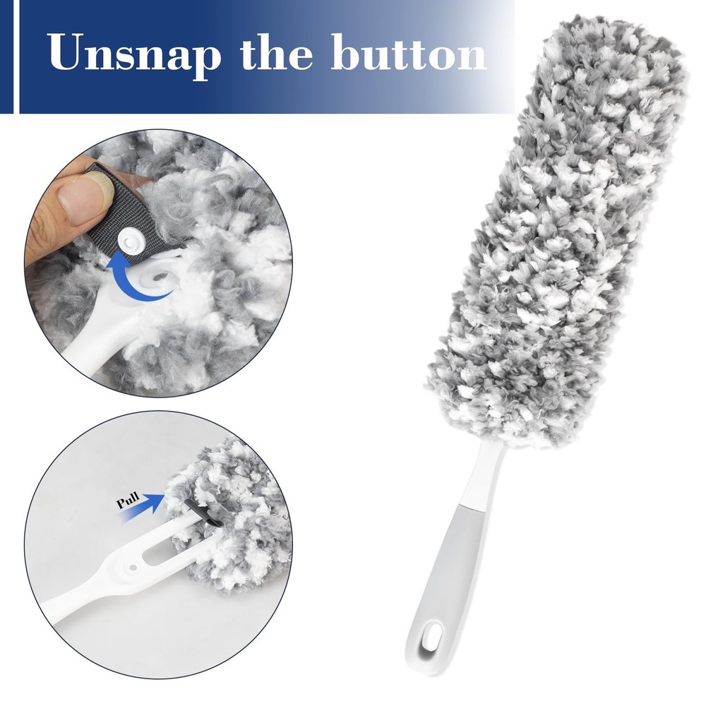 17.3" Handheld Microfiber Dusters for Cleaning-Detachable & Washable Head, fo...