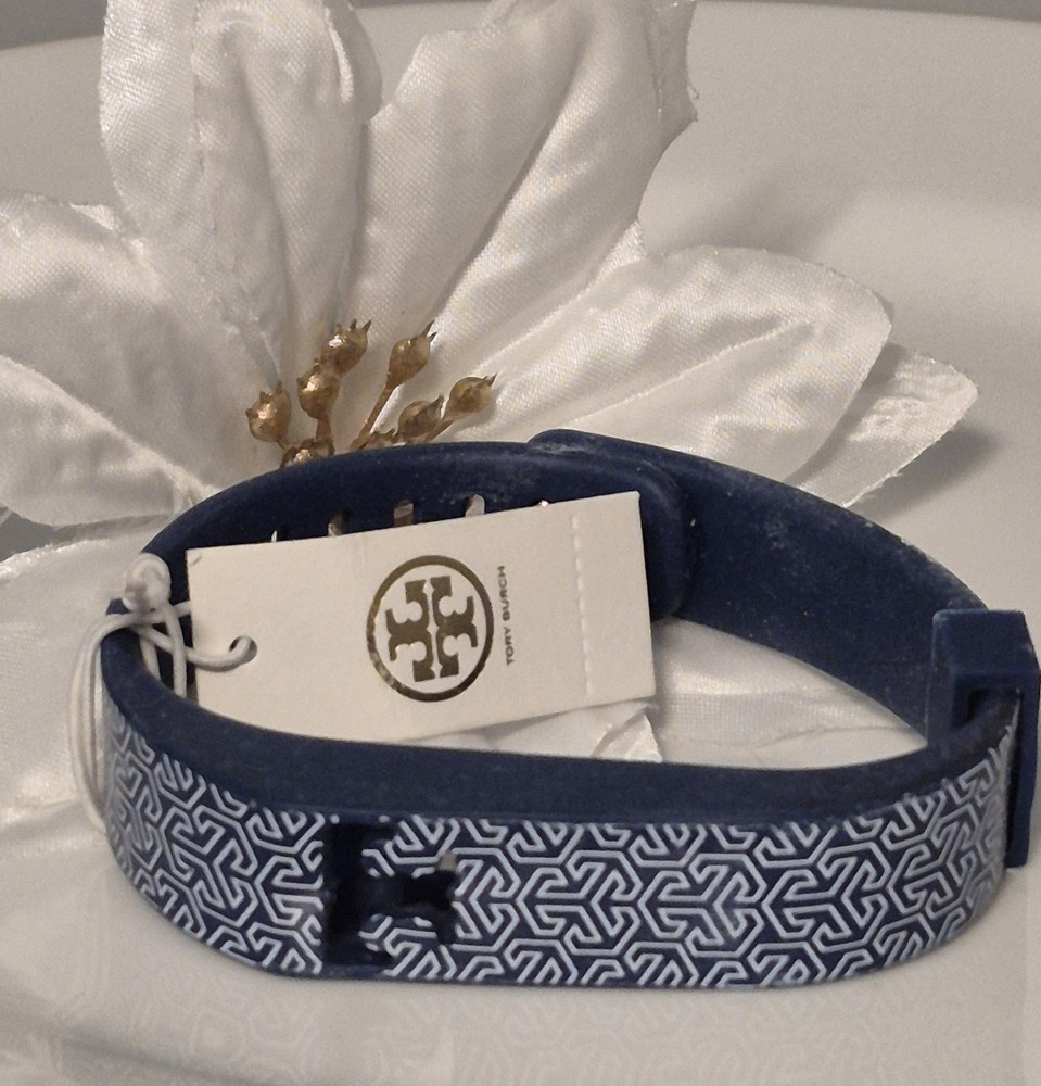 Tory Burch NWT! Silicone Wrap Fitbit Bracelet Blue