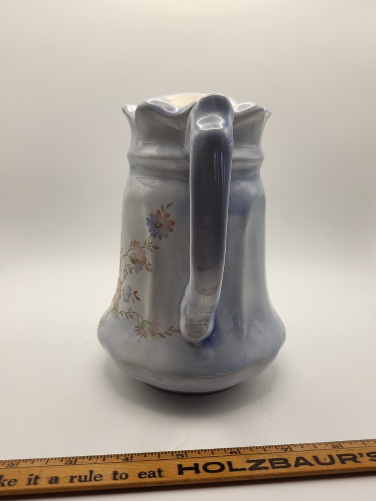 Vintage Pitcher With Fliral Design Signed "Angie"