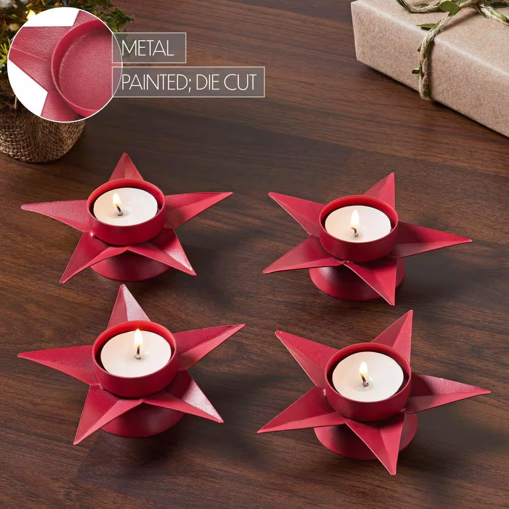 Star Barn Red Metal Tealight Holder 4-Pack