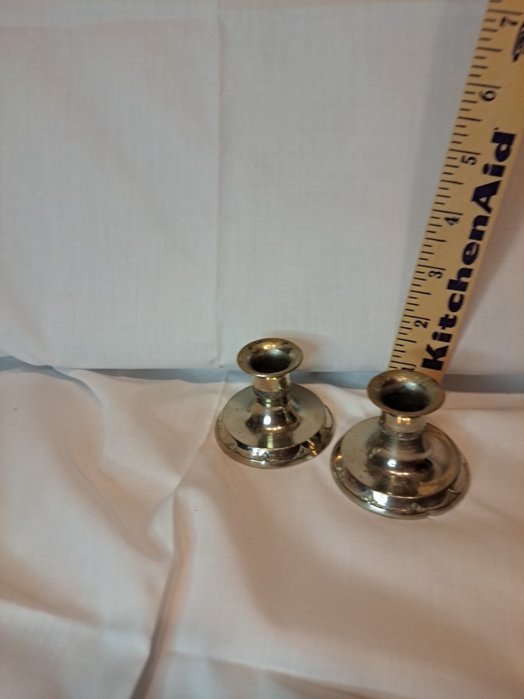 Vtg German Silver Candle Sticks, Silver Plate?