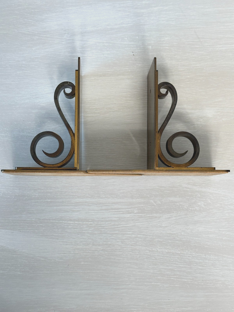 Vintage Bookends~Solid Brass Scroll~Antique~
