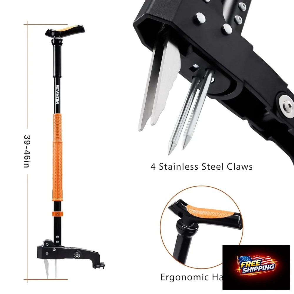 MORAIS Weed Puller Tool, Stand Up Weed Puller Heavy Duty Garden Tool with 4-Claw