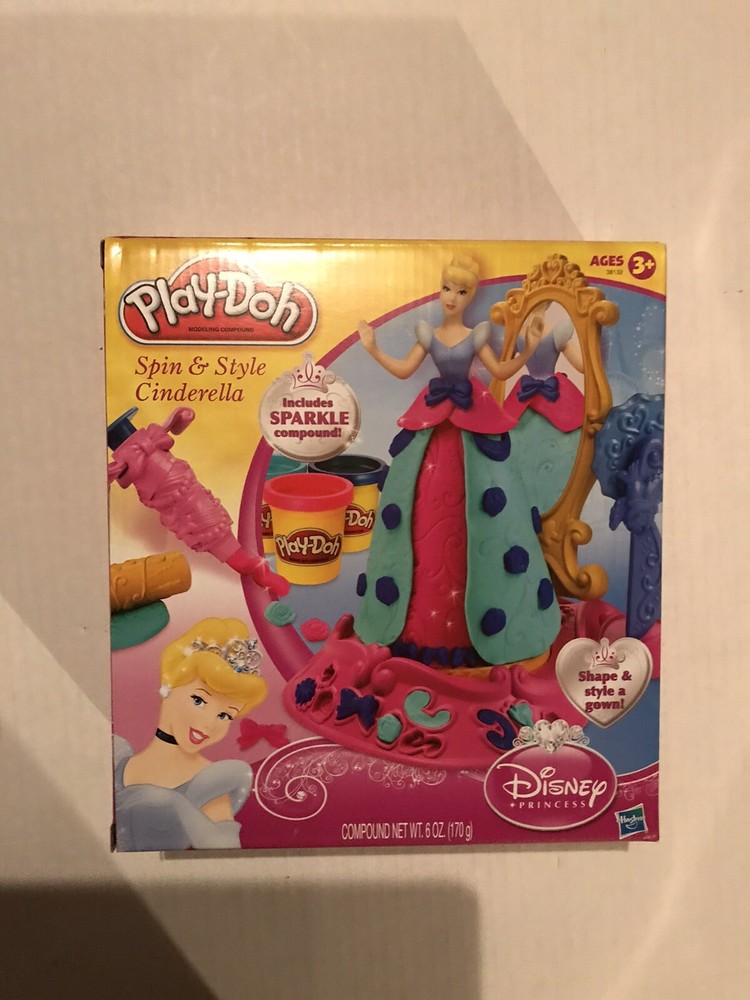 Play-doh Disney Princess Spin & Style Cinderella Includes Sparkle Compound - New