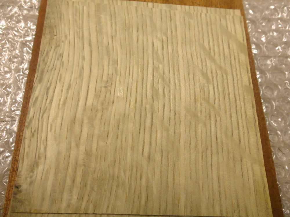 White Oak Flake Quartered Cut 4" x 4" raw no backing sample size 1/42" thickness