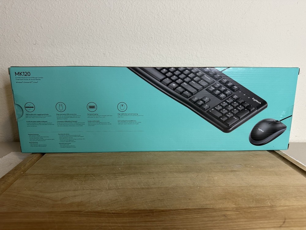 Logitech MK120 Wired USB Keyboard Mouse Combo - New In Box