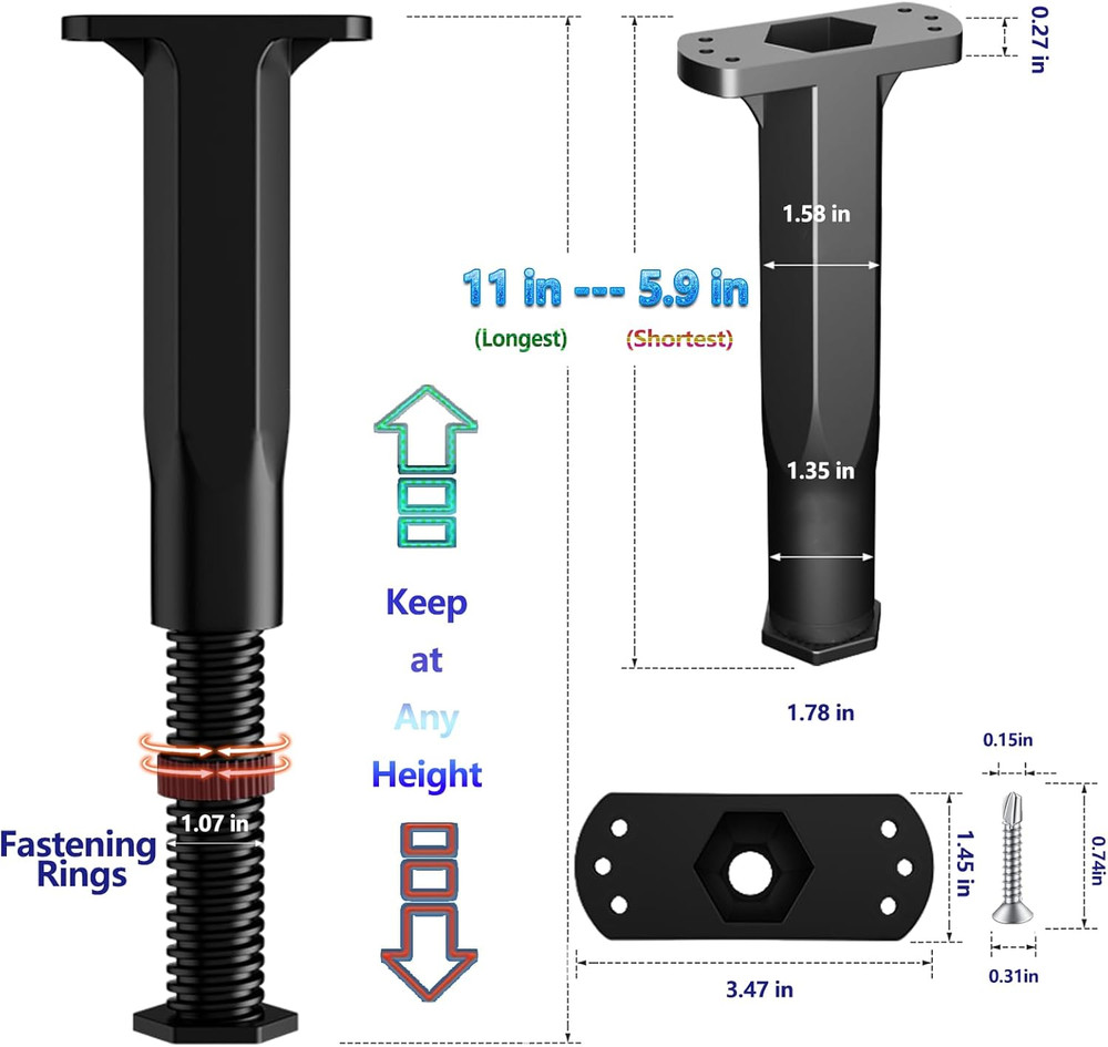 2PC Bed Frame Support Legs Stabilizer Replacement Universal Slat Reinforcement 5